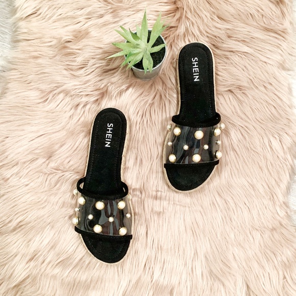 SHEIN Shoes - Faux Pearl Decorated Slides